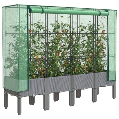 Hochbeet Mit Gewächshaus-Aufsatz Rattan-Optik 120X40X140 Cm