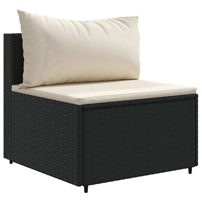5-Tlg. Garten-Lounge-Set Mit Kissen Schwarz Poly Rattan