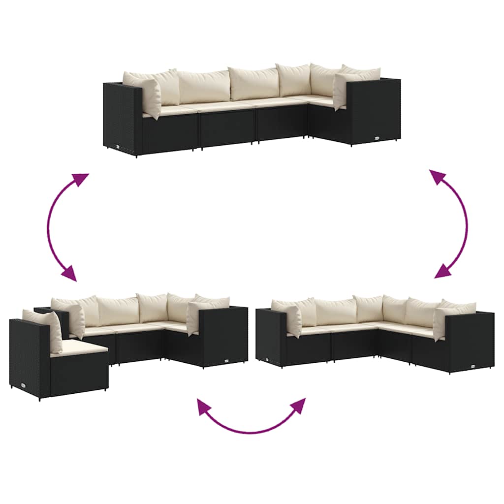 5-Tlg. Garten-Lounge-Set Mit Kissen Schwarz Poly Rattan