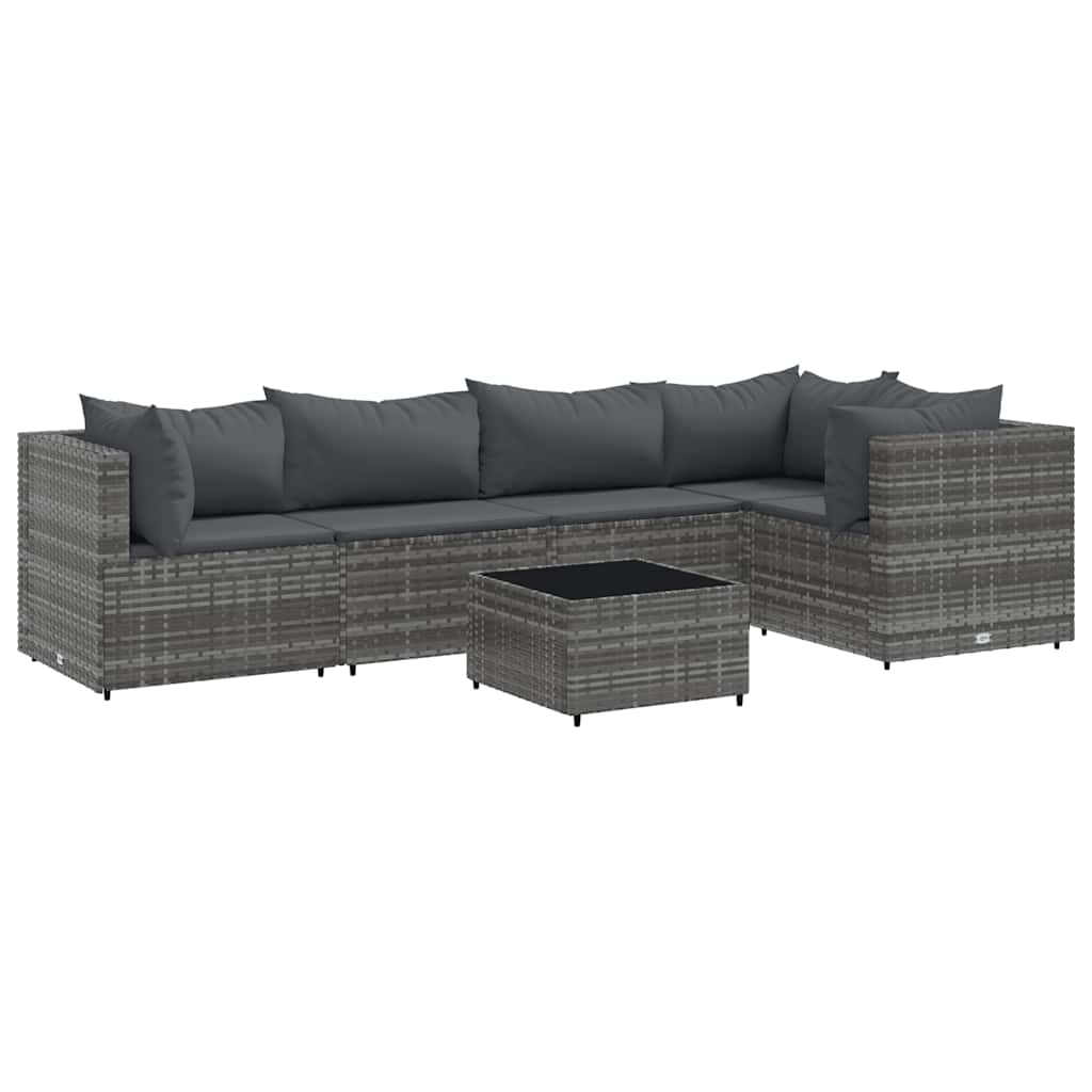 6-Tlg. Garten-Lounge-Set Mit Kissen Poly Rattan