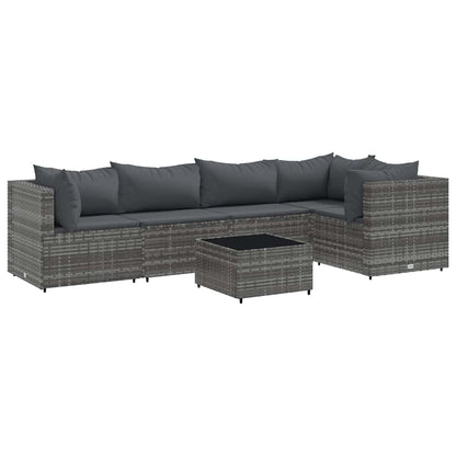 6-Tlg. Garten-Lounge-Set Mit Kissen Poly Rattan