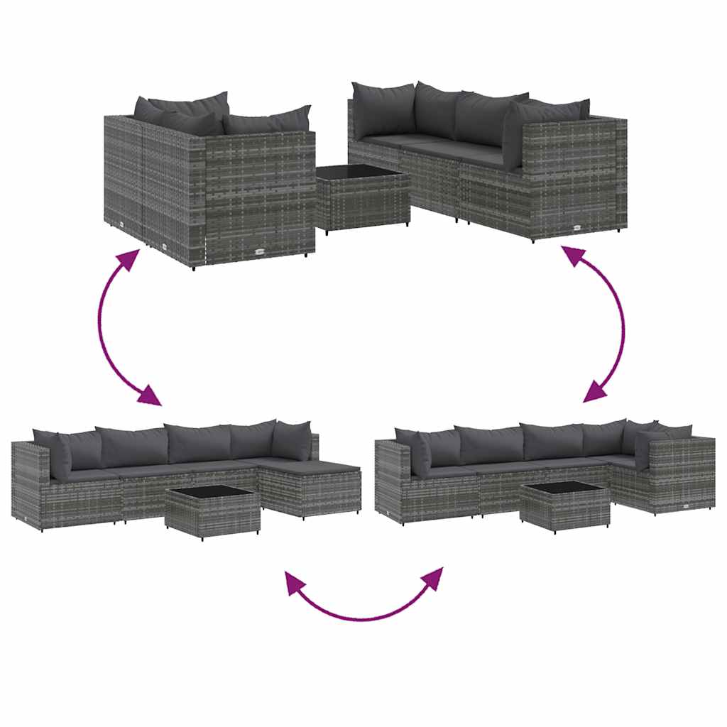 6-Tlg. Garten-Lounge-Set Mit Kissen Poly Rattan