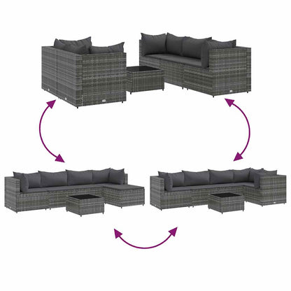 6-Tlg. Garten-Lounge-Set Mit Kissen Poly Rattan