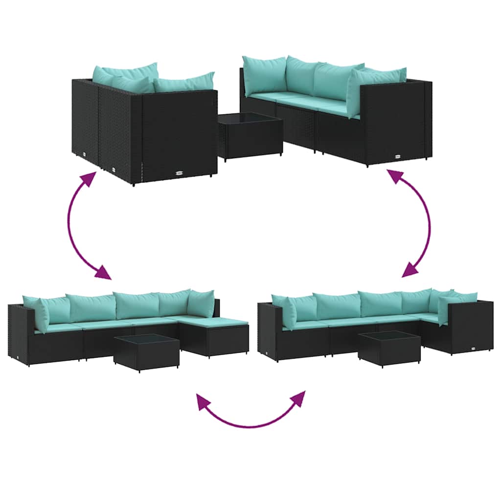 6-Tlg. Garten-Lounge-Set Mit Kissen Schwarz Poly Rattan