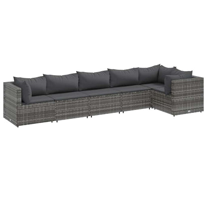 6-Tlg. Garten-Lounge-Set Mit Kissen Poly Rattan
