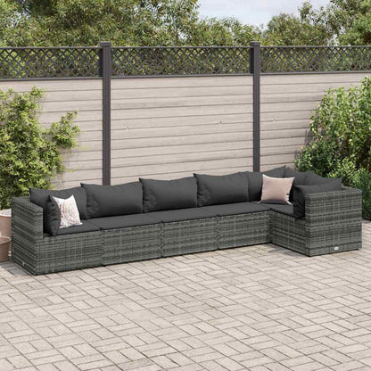 6-Tlg. Garten-Lounge-Set Mit Kissen Poly Rattan