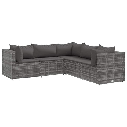 5-Tlg. Garten-Lounge-Set Mit Kissen Poly Rattan