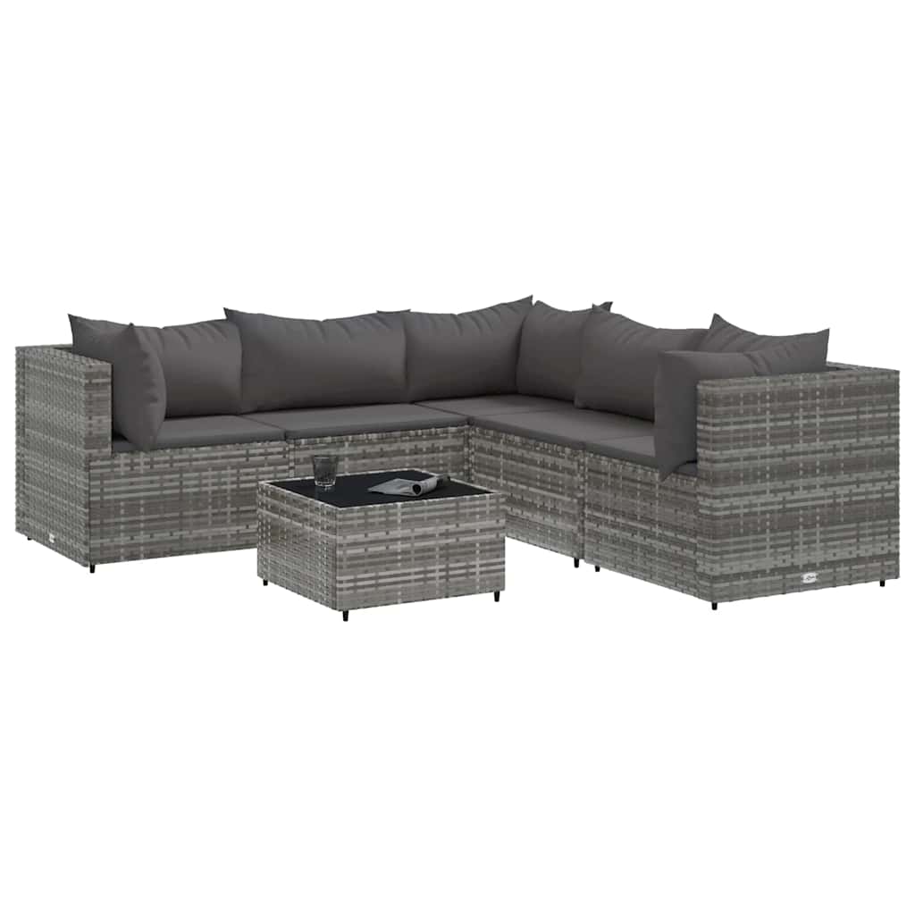 6-Tlg. Garten-Lounge-Set Mit Kissen Poly Rattan