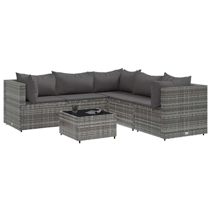 6-Tlg. Garten-Lounge-Set Mit Kissen Poly Rattan