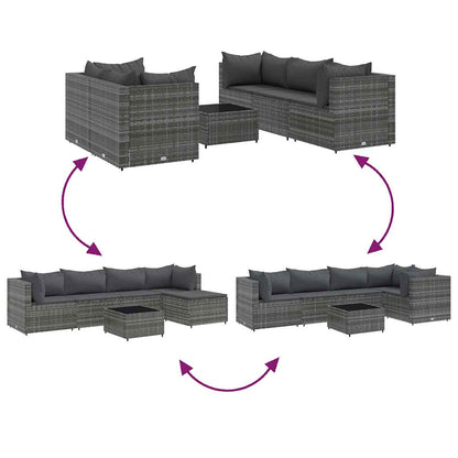 6-Tlg. Garten-Lounge-Set Mit Kissen Poly Rattan