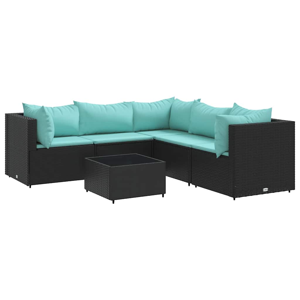 6-Tlg. Garten-Lounge-Set Mit Kissen Schwarz Poly Rattan