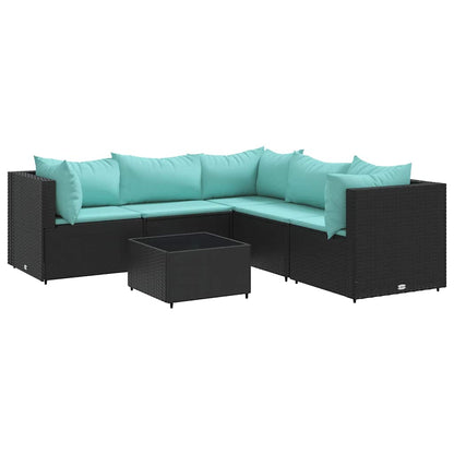 6-Tlg. Garten-Lounge-Set Mit Kissen Schwarz Poly Rattan