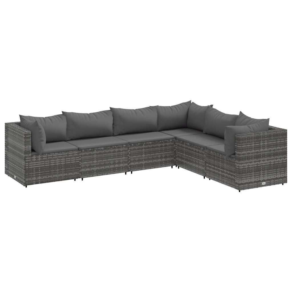 6-Tlg. Garten-Lounge-Set Mit Kissen Poly Rattan