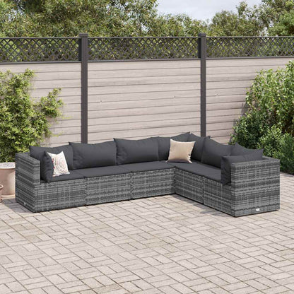 6-Tlg. Garten-Lounge-Set Mit Kissen Poly Rattan