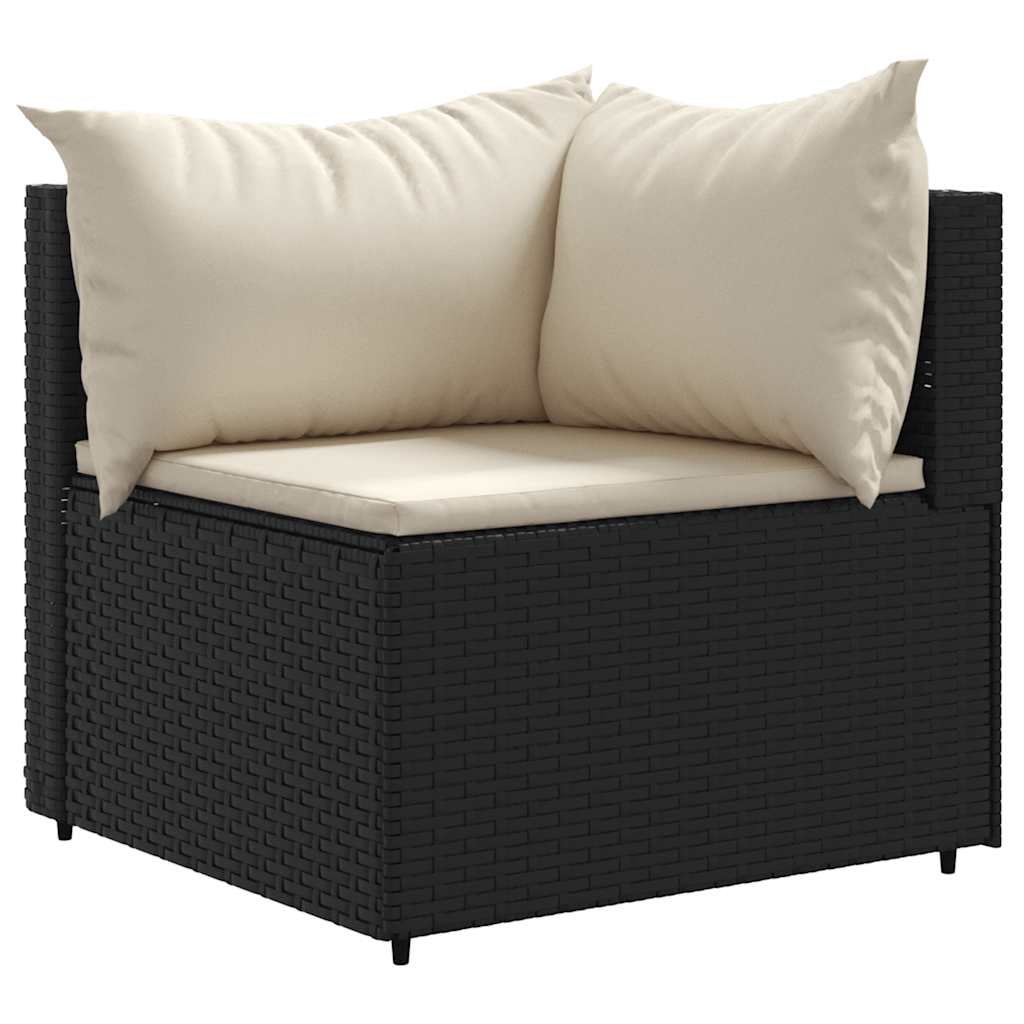 5-Tlg. Garten-Lounge-Set Mit Kissen Schwarz Poly Rattan