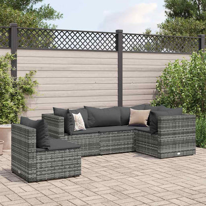5-Tlg. Garten-Lounge-Set Mit Kissen Poly Rattan