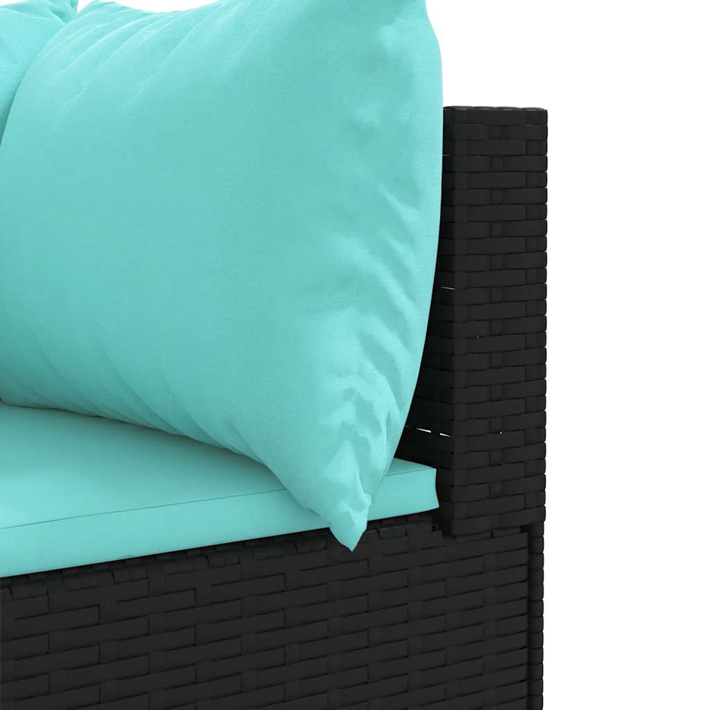 5-Tlg. Garten-Lounge-Set Mit Kissen Schwarz Poly Rattan