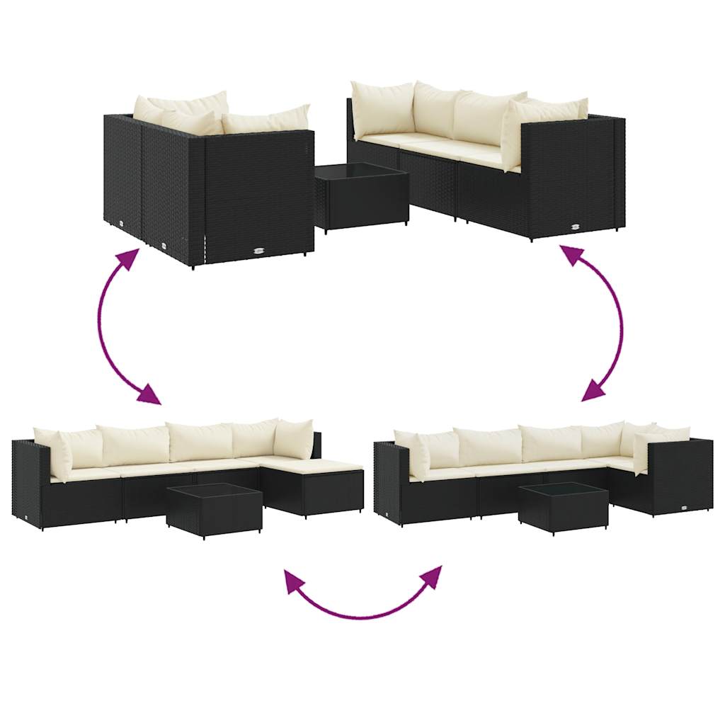 6-Tlg. Garten-Lounge-Set Mit Kissen Schwarz Poly Rattan