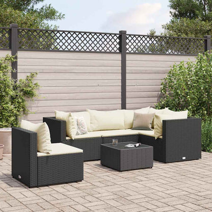 6-Tlg. Garten-Lounge-Set Mit Kissen Schwarz Poly Rattan