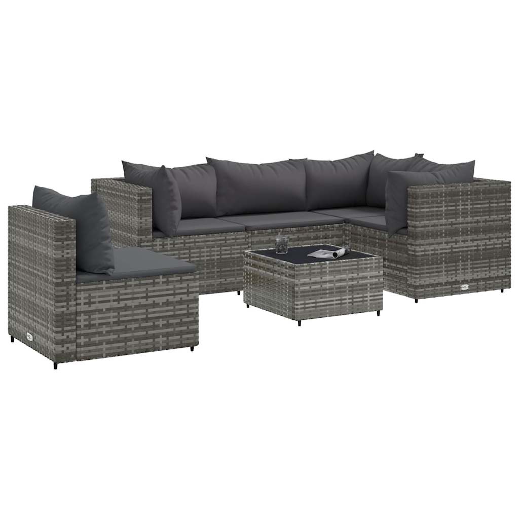 6-Tlg. Garten-Lounge-Set Mit Kissen Poly Rattan