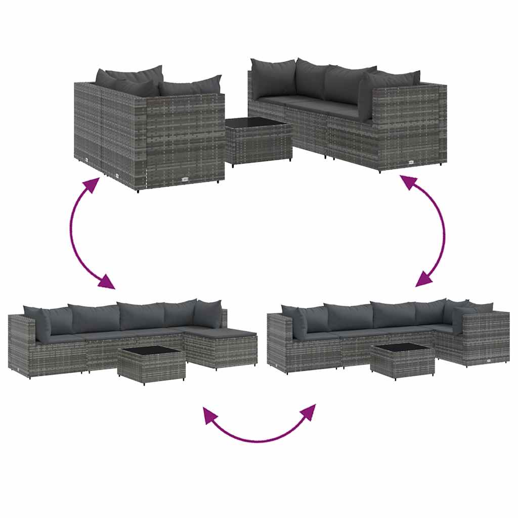 6-Tlg. Garten-Lounge-Set Mit Kissen Poly Rattan