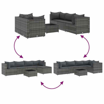6-Tlg. Garten-Lounge-Set Mit Kissen Poly Rattan