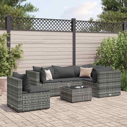 6-Tlg. Garten-Lounge-Set Mit Kissen Poly Rattan