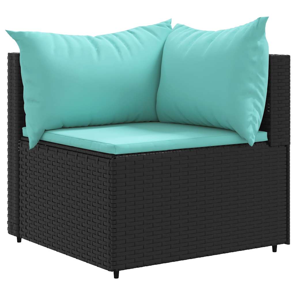6-Tlg. Garten-Lounge-Set Mit Kissen Schwarz Poly Rattan