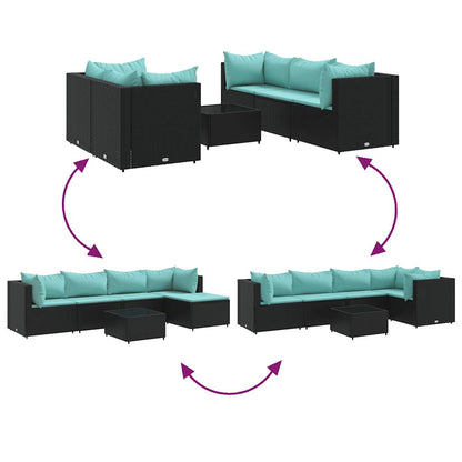 6-Tlg. Garten-Lounge-Set Mit Kissen Schwarz Poly Rattan