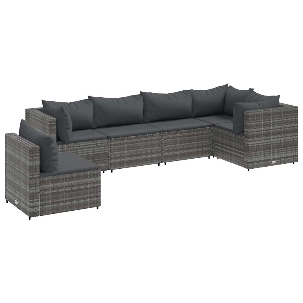 6-Tlg. Garten-Lounge-Set Mit Kissen Poly Rattan