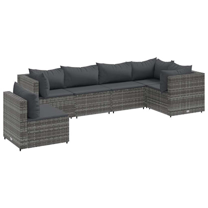 6-Tlg. Garten-Lounge-Set Mit Kissen Poly Rattan