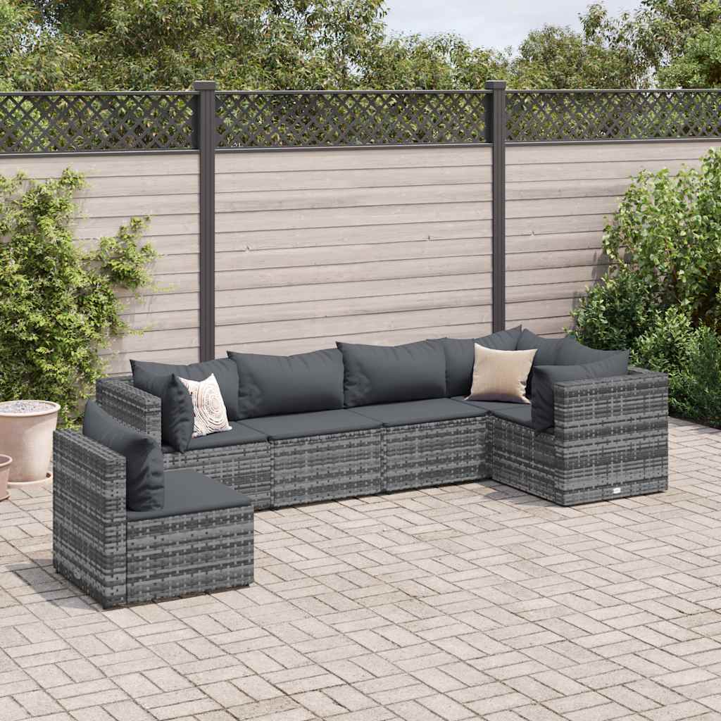 6-Tlg. Garten-Lounge-Set Mit Kissen Poly Rattan
