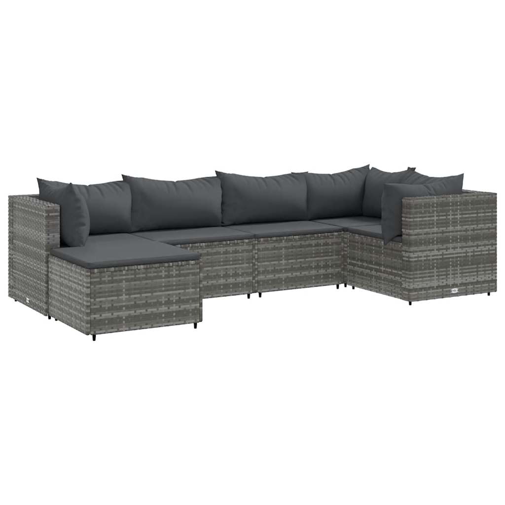 6-Tlg. Garten-Lounge-Set Mit Kissen Poly Rattan
