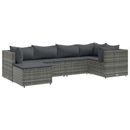6-Tlg. Garten-Lounge-Set Mit Kissen Poly Rattan
