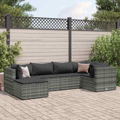 6-Tlg. Garten-Lounge-Set Mit Kissen Poly Rattan
