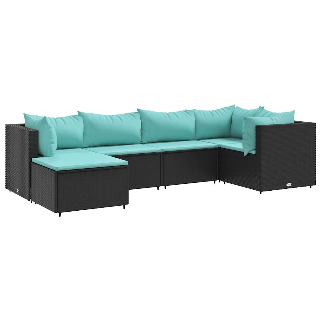 6-Tlg. Garten-Lounge-Set Mit Kissen Schwarz Poly Rattan
