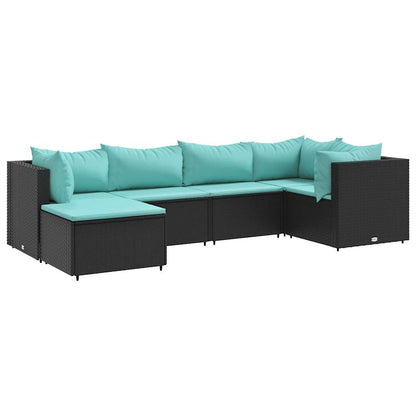 6-Tlg. Garten-Lounge-Set Mit Kissen Schwarz Poly Rattan