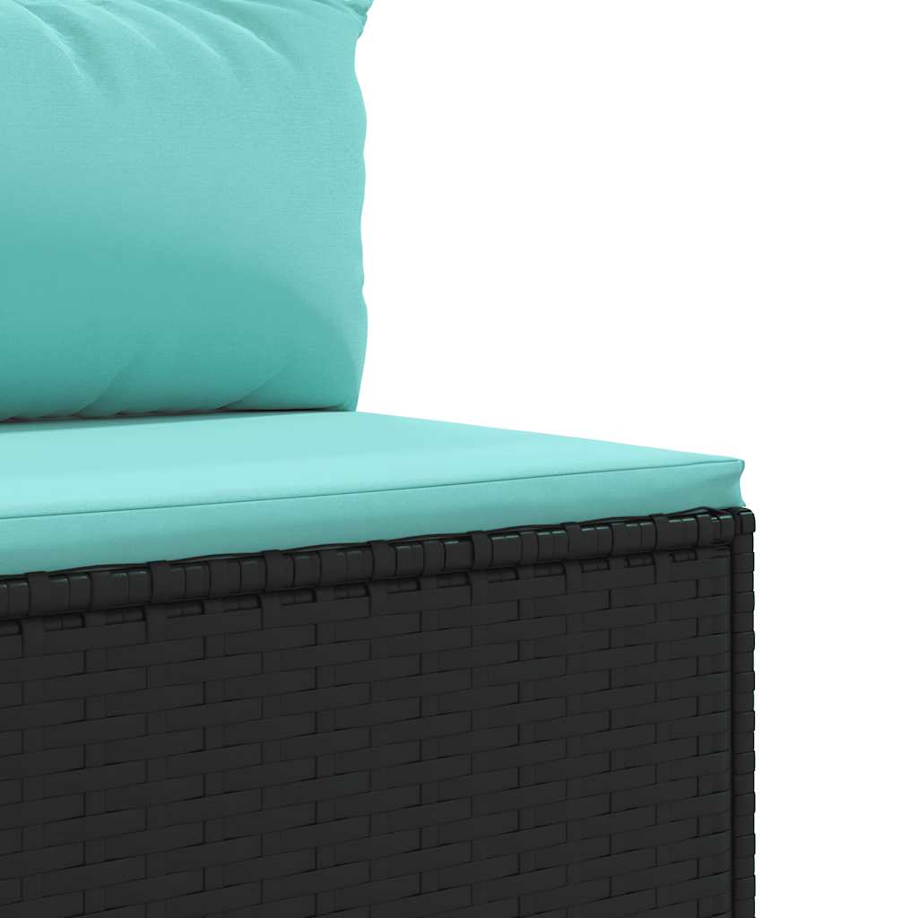 6-Tlg. Garten-Lounge-Set Mit Kissen Schwarz Poly Rattan