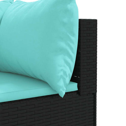6-Tlg. Garten-Lounge-Set Mit Kissen Schwarz Poly Rattan