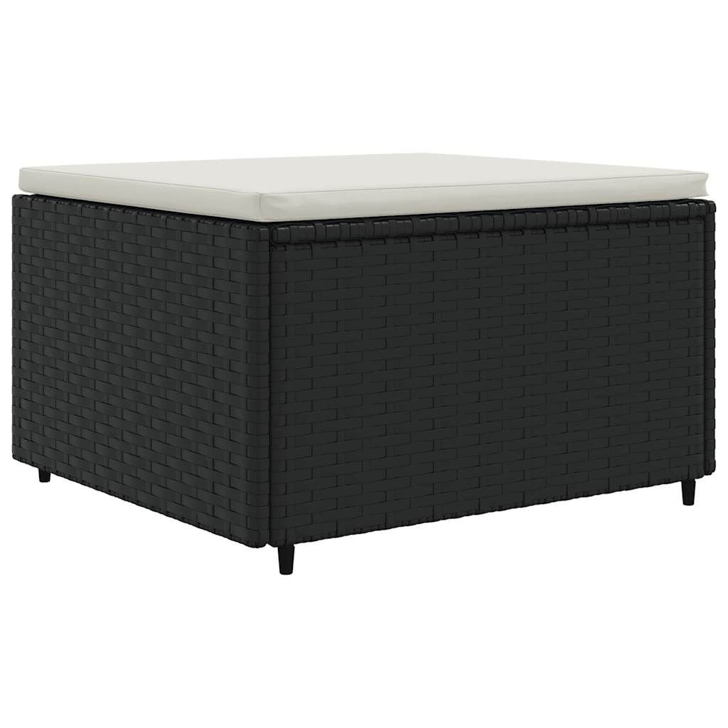7-Tlg. Garten-Lounge-Set Mit Kissen Schwarz Poly Rattan
