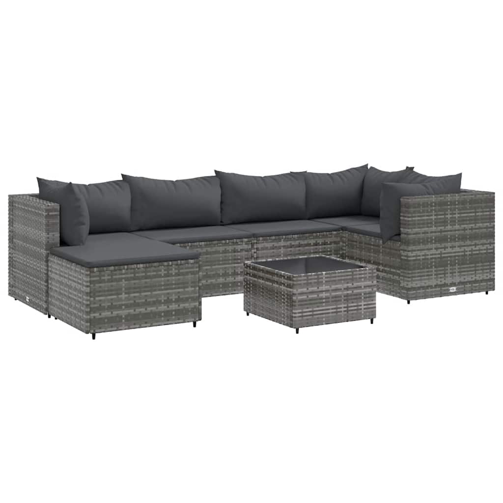 7-Tlg. Garten-Lounge-Set Mit Kissen Poly Rattan