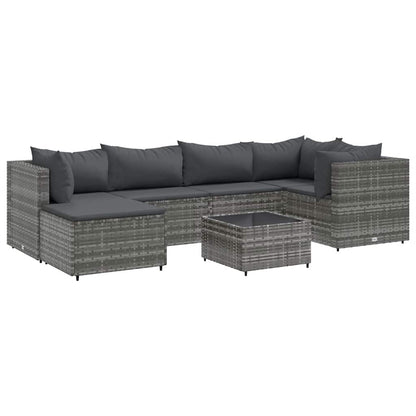 7-Tlg. Garten-Lounge-Set Mit Kissen Poly Rattan