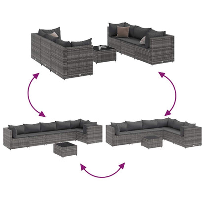 7-Tlg. Garten-Lounge-Set Mit Kissen Poly Rattan
