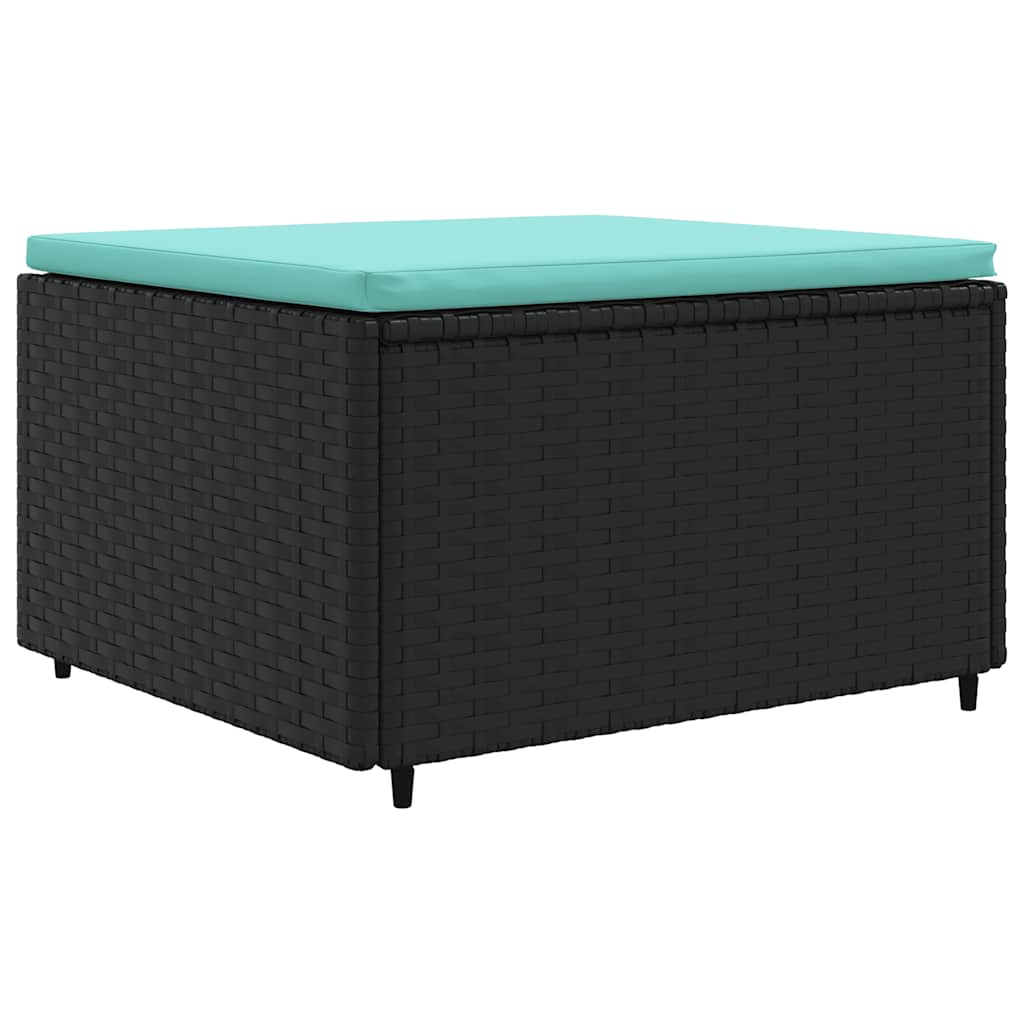 7-Tlg. Garten-Lounge-Set Mit Kissen Schwarz Poly Rattan