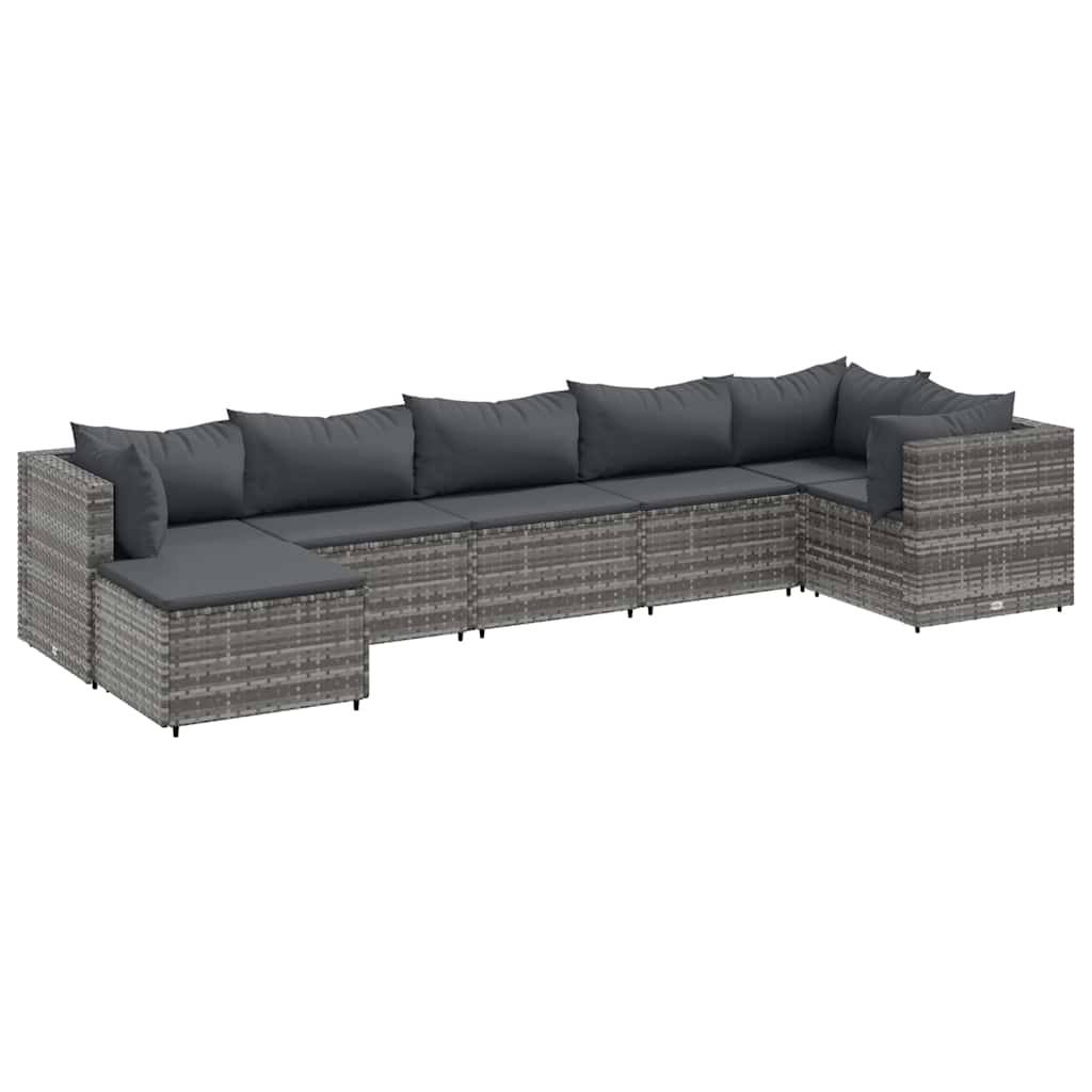 7-Tlg. Garten-Lounge-Set Mit Kissen Poly Rattan