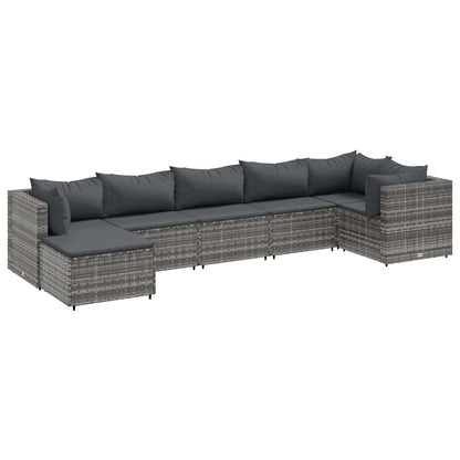 7-Tlg. Garten-Lounge-Set Mit Kissen Poly Rattan