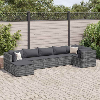7-Tlg. Garten-Lounge-Set Mit Kissen Poly Rattan