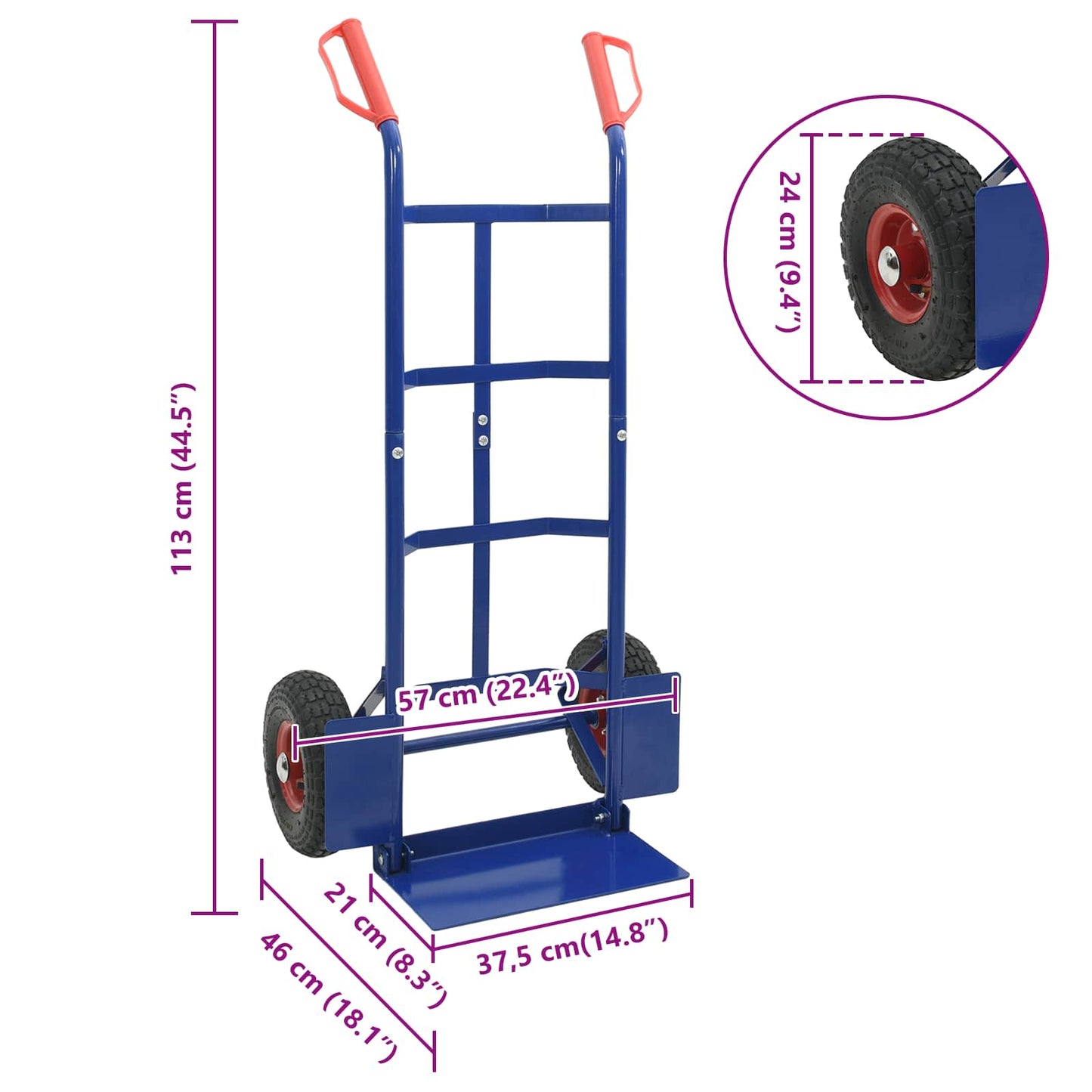 Erweiterbarer Handwagen Und Rot 57 X 46 X 113 Cm Stahl