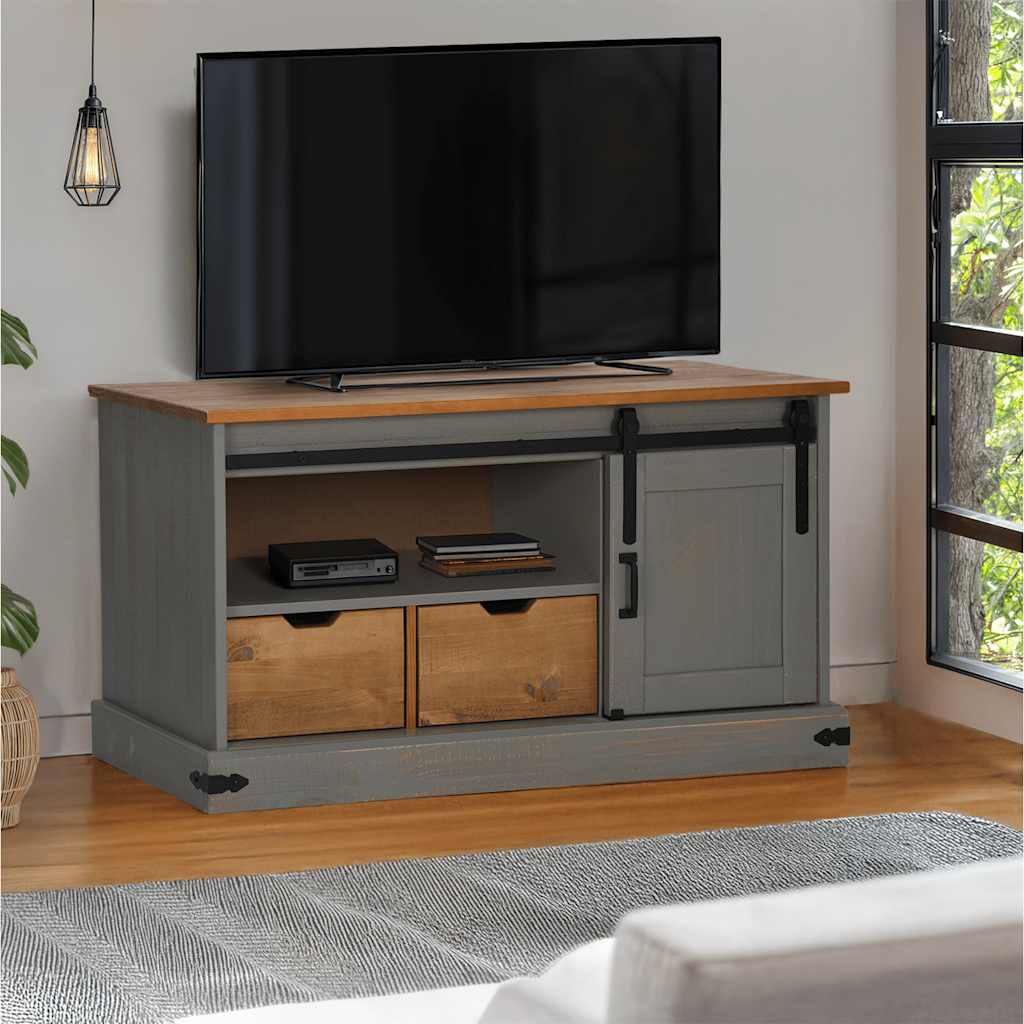 Tv-Schrank Halden Mit Schiebetür 110X40X60Cm Massivholz