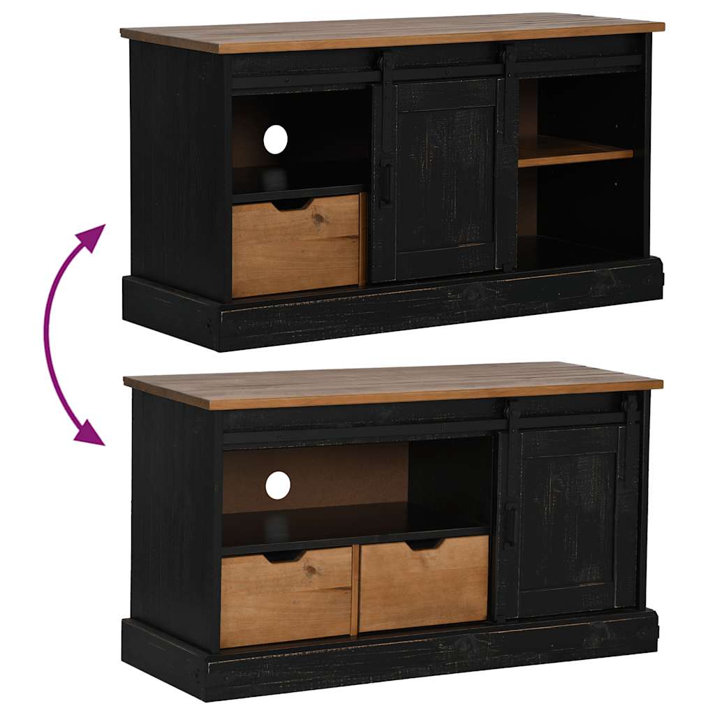 Tv-Schrank Halden Mit Schiebetür 110X40X60Cm Massivholz
